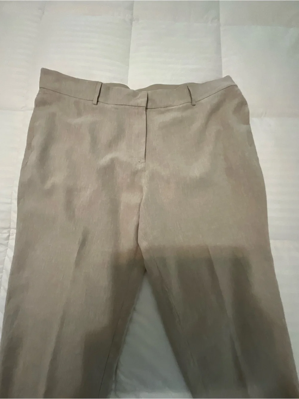 H&M Linen Blend Beige Taupe Ankle Pants Size 20 Plus Size Tailored Trousers